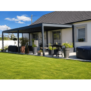 Pergola bioclimatique autoportée motorisée gris 7016 7x4