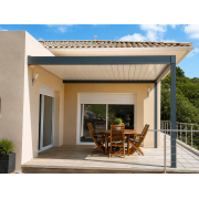 Pergola bioclimatique motorisée en terrasse en L 2 murs