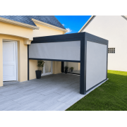 Rideaux motorisés gris toile dickson micro-perforée pergola bioclimatique motorisée 