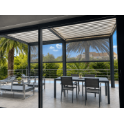 Rideaux motorisé pergola bioclimatique gris 7016