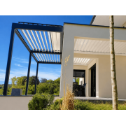 Ensemble pergola bioclimatique adossée + pergola bioclimatique pose patio