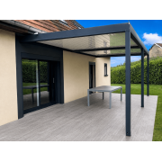 Pergola bioclimatique bicolore adossée 2 modules