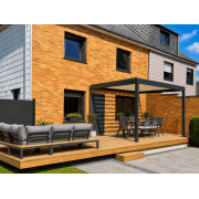 Pergola bioclimatique 4 x 2.99 m gris 7016 lames blanc