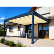 Pergola Gris Anthracite Toit Retractable Blanc