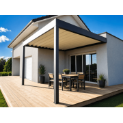 Pergola Aluminium Toit Retractable sur Terrasse Bois