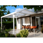 Pergola Alu blanc 3 poteaux adossée 