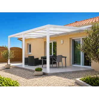 Pergola Polycarbonate Aluminium Adossée 6x4 Gris Anthracite RAL 7016 Plaques Finition Opaque