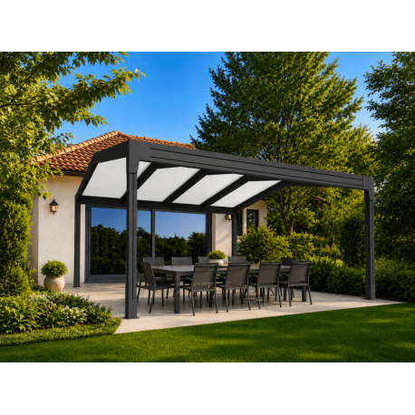 Pergola Autoportée 6x5m V3 2 Pentes Panneaux Sandwich 32mm