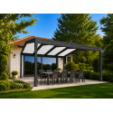 Pergola Aluminium V3 Panneaux Sandwich Isolant 32mm 2 Pentes AUTOPORTÉE Sur Mesure
