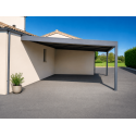 Carport Aluminium V3 Panneaux Sandwich Isolant 32mm Adossé Abri Voiture & Camping Car Sur Mesure