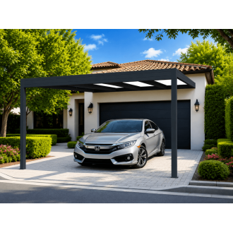 Carport V3 Panneaux Sandwich 32mm Adossé Gris Antracite RAL 7016