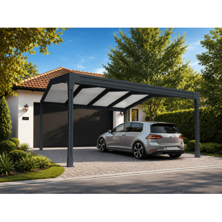 Carport Autoporté 6x5m V3 2 Pentes Polycarbonate 32mm