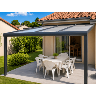 Pergola Alu adossée 7016 gris foncé