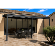 Pergola aluminium toit panneaux sandwich 7m
