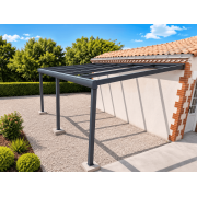 Structure Seule Carport Pente Aluminium Adossée (pour toiture polycarbonate, panneau sandwich, solaire photovoltaique, verre)