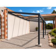 Structure Seule Carport Pente Aluminium Adossée (pour toiture polycarbonate, panneau sandwich, solaire photovoltaique, verre)