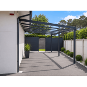 Structure Seule Carport Pente Aluminium Adossée (pour toiture polycarbonate, panneau sandwich, solaire photovoltaique, verre)