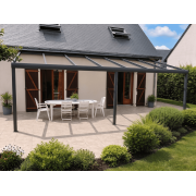 Structure Seule Pergola Pente Aluminium Adossée (pour toiture polycarbonate, panneau sandwich, solaire photovoltaique, verre)