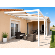 Structure Seule Pergola Pente Aluminium Adossée (pour toiture polycarbonate, panneau sandwich, solaire photovoltaique, verre)