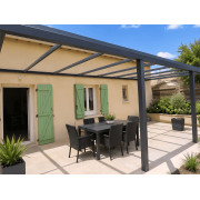 Structure Seule Pergola Pente Aluminium Adossée (pour toiture polycarbonate, panneau sandwich, solaire photovoltaique, verre)