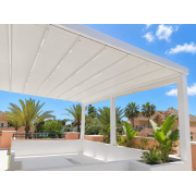  	Pergola Toile Rétractable S-Luxe Etanche Sauleda® Adossée 6m avec 3 Poteaux