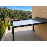 Pergola Toile Rétractable S-Luxe Etanche Soltis w96 Ferrari® Adossée Electrique Gris Ral 7016