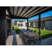 Pergola Toile Rétractable 7x4m S-Luxe Soltis w96 Ferrari® Adossée Electrique Gris 7016