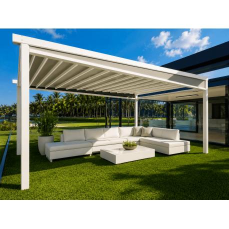  Pergola Toile Rétractable Grande S-Luxe 4.5x7m Sauleda® Etanche Auto-portée Electrique 