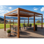 Pergola Toile Rétractable S-Luxe Sauleda® Technical Etanche Auto-portée Restaurant Bord de Mer