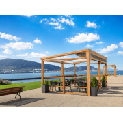  	Pergola Toile Rétractable S-Luxe Soltis w96 Ferrari® Auto-portée Laquée Finition Bois