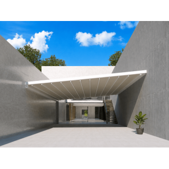 Pergola Toile Rétractable S-Luxe Sauleda® Technical Etanche Entre 2 Murs Electrique 5x4m