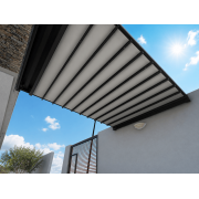  	Pergola Toile Rétractable Gris Anthracite 7016 S-Luxe Sauleda® Technical Etanche Entre 2 Murs Motorisée