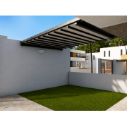 Pergola Toile Rétractable S-Luxe Sauleda® Technical Etanche Entre 2 Murs Electrique (Télécommande) Sur Mesure