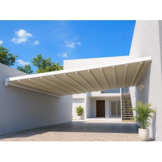 Pergola Toile Rétractable S-Luxe Soltis w96 Ferrari® Etanche Entre 2 Murs Electrique 5x4m