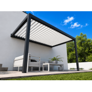 Pergola bioclimatique S3 4.5x3m lames perpendiculaires adossée