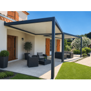  	Pergolas bioclimatiques S3 lames perpendiculaires adossée sur terrasse en V