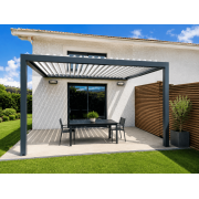  	Pergola Bioclimatique S3 4.1x3.4m Lames Perpendiculaires Ouvertes