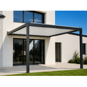 Pergola bioclimatique S3 4x4m lames perpendiculaires adossée