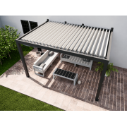 Pergola bioclimatique S3 4.5x3m lames perpendiculaires adossée