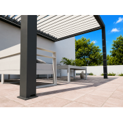 Evactuation d'eau dans poteaux pergola bioclimatique S3 4x3m lames parallèles adossée