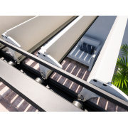 Lames ouvertes pergola bioclimatique S3 4x3m lames parallèles adossée