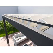 Crémaillère avec lames pergola bioclimatique S3 4x3m lames parallèles adossée