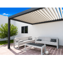 Pergola Bioclimatique Aluminium S3 Entre Murs Lames Perpendiculaires Électrique (Motorisation Vérin) Sur Mesure
