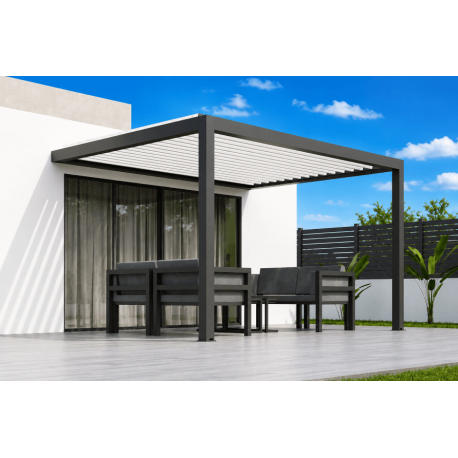 Pergola bioclimatique S3 4x3m lames parallèles adossée