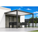 Pergola Bioclimatique Aluminium S3 Adossée A 3.08 m x L 4 m 12.35 m² Lames Parallèles Électrique Moteur Vérin