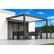 Pergola bioclimatique S3 4x3m lames parallèles adossée