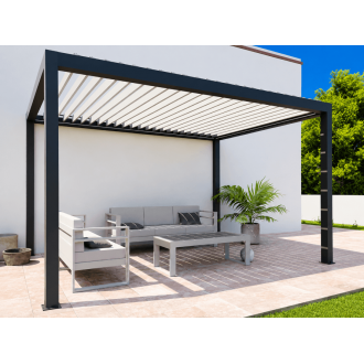 Pergola bioclimatique S3 autoportante 4x3m lames perpendiculaires