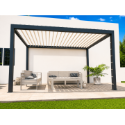 Pergola bioclimatique S3 4 poteaux 4x3m lames perpendiculaires