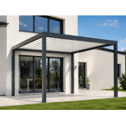 Pergola bioclimatique S3 4x4m lames perpendiculaires autoportée