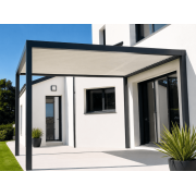 Pergola bioclimatique S3 4x4m lames perpendiculaires en 2 poteaux